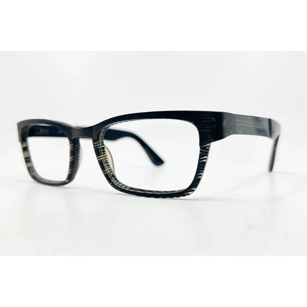 Zen Barcelona Eyeglasses ZR29 C.2 Black Wood Grain Rectangle Frames Spain 52-19